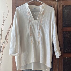 Cream Tunic with Tan Embroidery